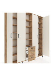 Arges Dolap 17 Raflı 3 Çekmeceli 4 Kapaklı 220x30x243 Çam-Aytaşı/Çam