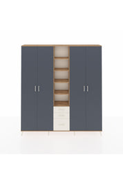 Arges Dolap 17 Raflı 3 Çekmeceli 4 Kapaklı 220x30x243 Çam-Antrasit/Aytaşı