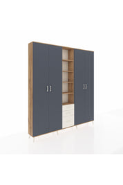 Arges Dolap 17 Raflı 3 Çekmeceli 4 Kapaklı 220x30x243 Çam-Antrasit/Aytaşı