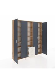 Arges Dolap 17 Raflı 3 Çekmeceli 4 Kapaklı 220x30x243 Çam-Antrasit/Aytaşı