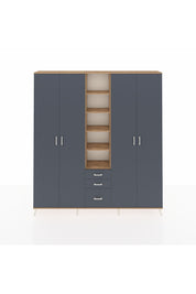 Arges Gardrop 17 Raflı 3 Çekmeceli 4 Kapaklı 220x30x243 Çam-Antrasit