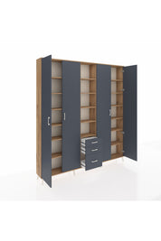 Arges Gardrop 17 Raflı 3 Çekmeceli 4 Kapaklı 220x30x243 Çam-Antrasit