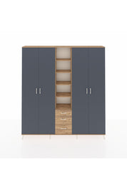 Arges Dolap 17 Raflı 3 Çekmeceli 4 Kapaklı 220x30x243 Çam-Antrasit/Çam