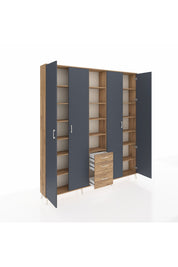 Arges Dolap 17 Raflı 3 Çekmeceli 4 Kapaklı 220x30x243 Çam-Antrasit/Çam