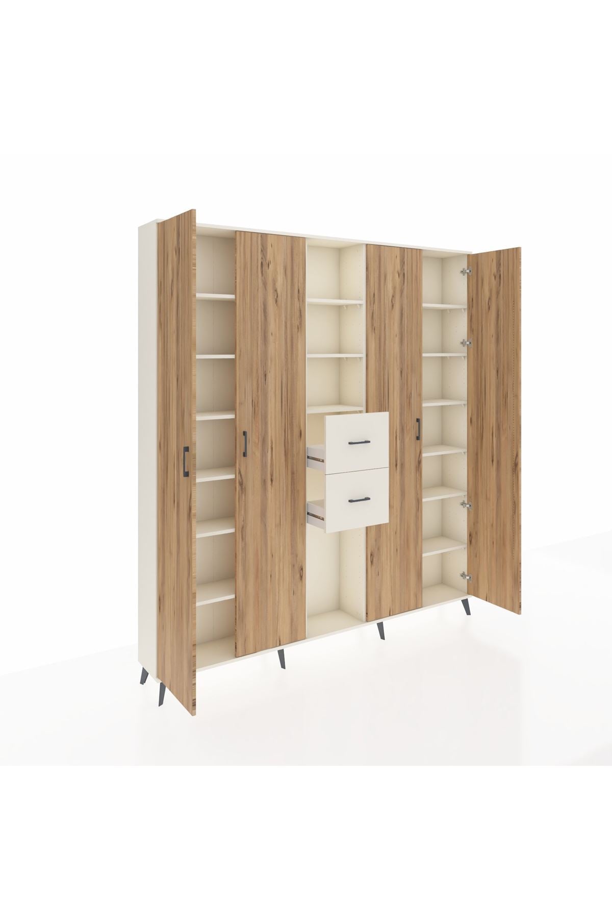 Arges Dolap 15 Raflı 2 Çekmeceli 4 Kapaklı 220x30x243 Aytaşı-Çam/Aytaşı