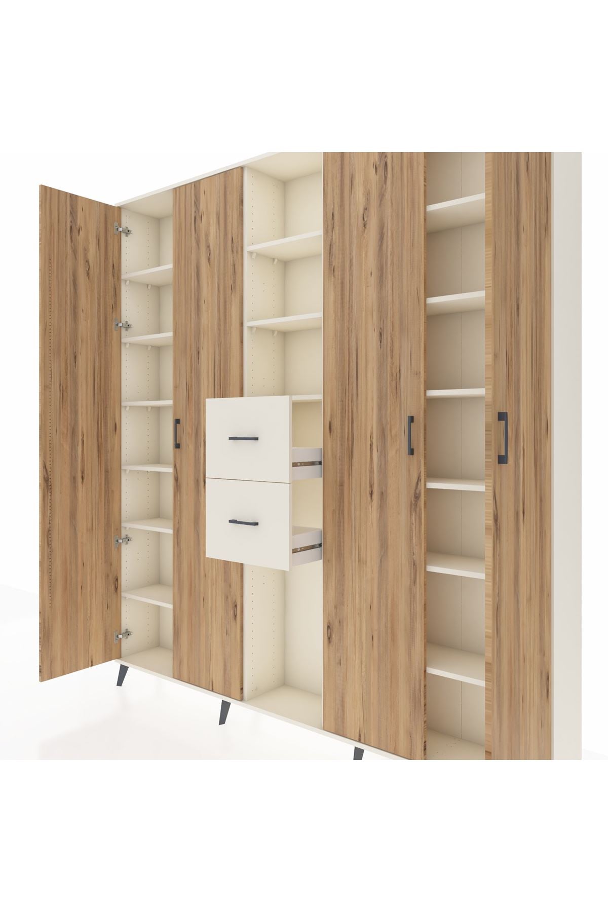 Arges Dolap 15 Raflı 2 Çekmeceli 4 Kapaklı 220x30x243 Aytaşı-Çam/Aytaşı