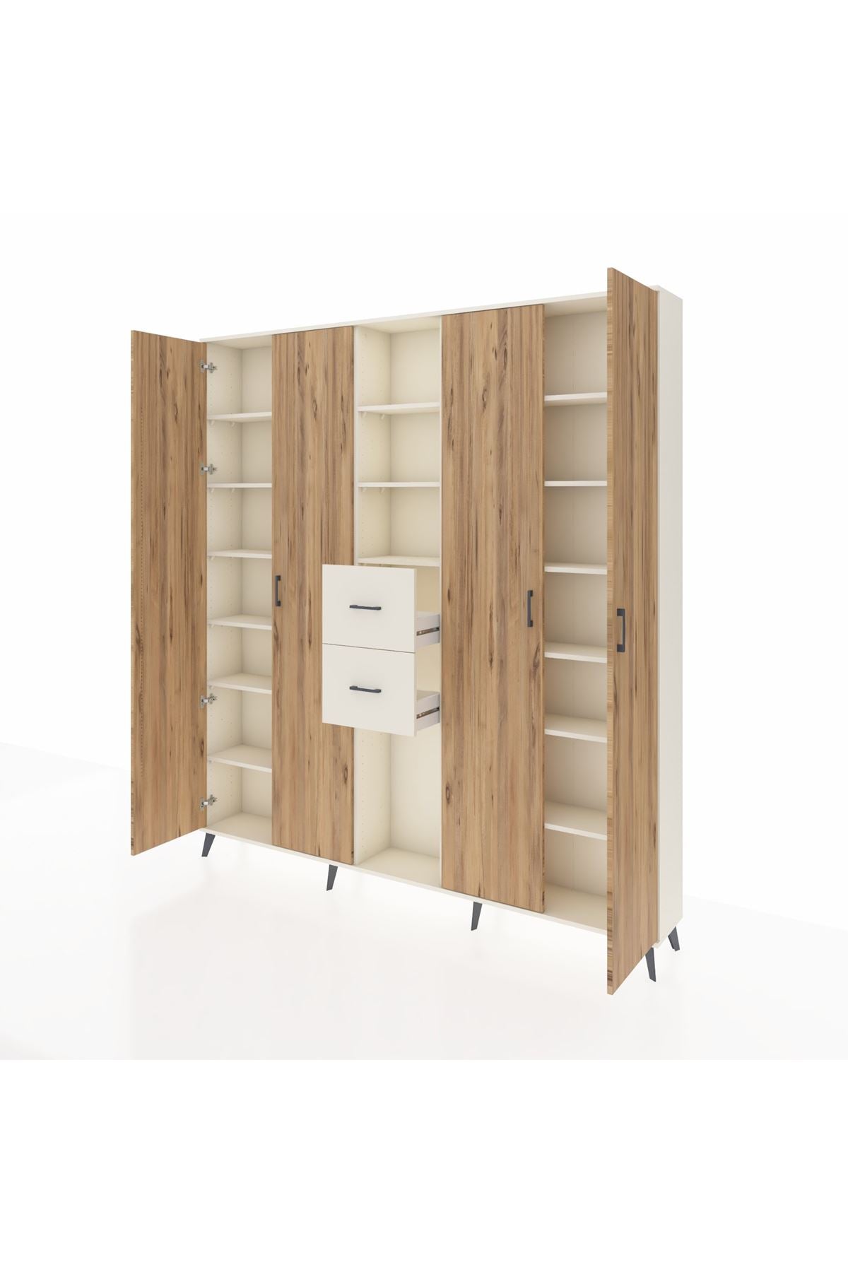 Arges Dolap 15 Raflı 2 Çekmeceli 4 Kapaklı 220x30x243 Aytaşı-Çam/Aytaşı