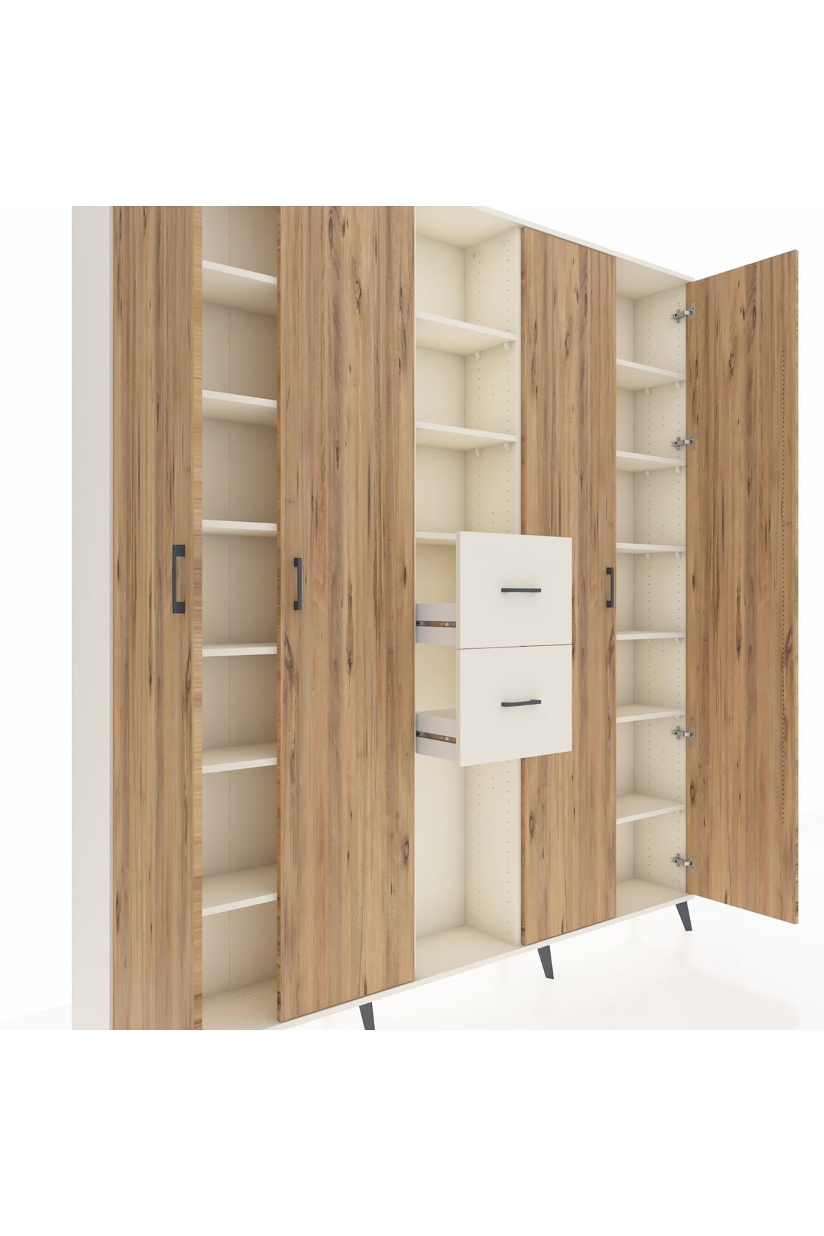 Arges Dolap 15 Raflı 2 Çekmeceli 4 Kapaklı 220x30x243 Aytaşı-Çam/Aytaşı