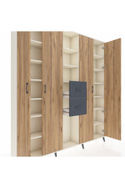 Arges Dolap 15 Raflı 2 Çekmeceli 4 Kapaklı 220x30x243 Aytaşı-Çam/Antrasit