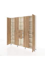 Arges Gardrop 15 Raflı 2 Çekmeceli 4 Kapaklı 220x30x243 Aytaşı-Çam