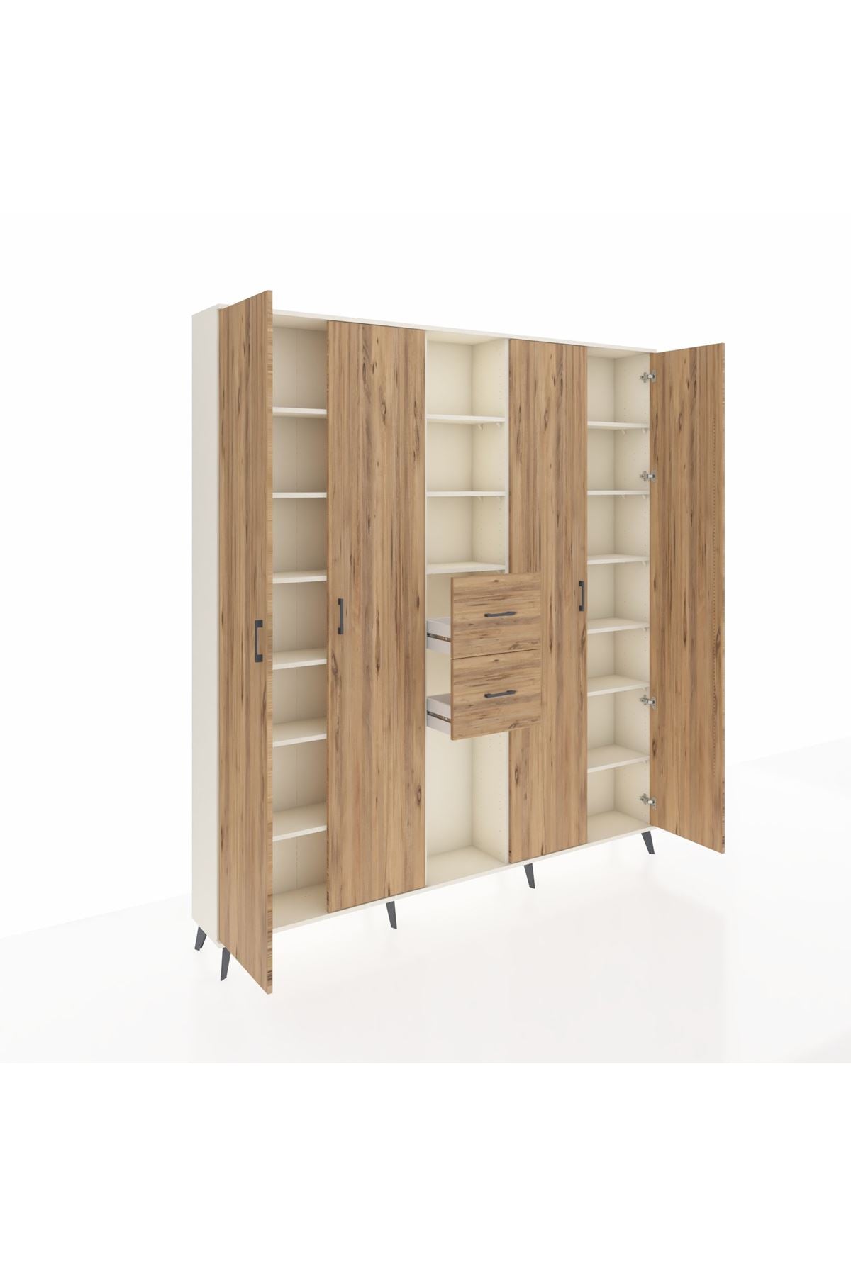 Arges Gardrop 15 Raflı 2 Çekmeceli 4 Kapaklı 220x30x243 Aytaşı-Çam