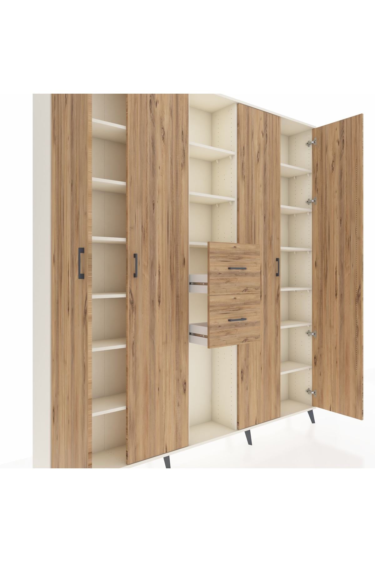 Arges Gardrop 15 Raflı 2 Çekmeceli 4 Kapaklı 220x30x243 Aytaşı-Çam