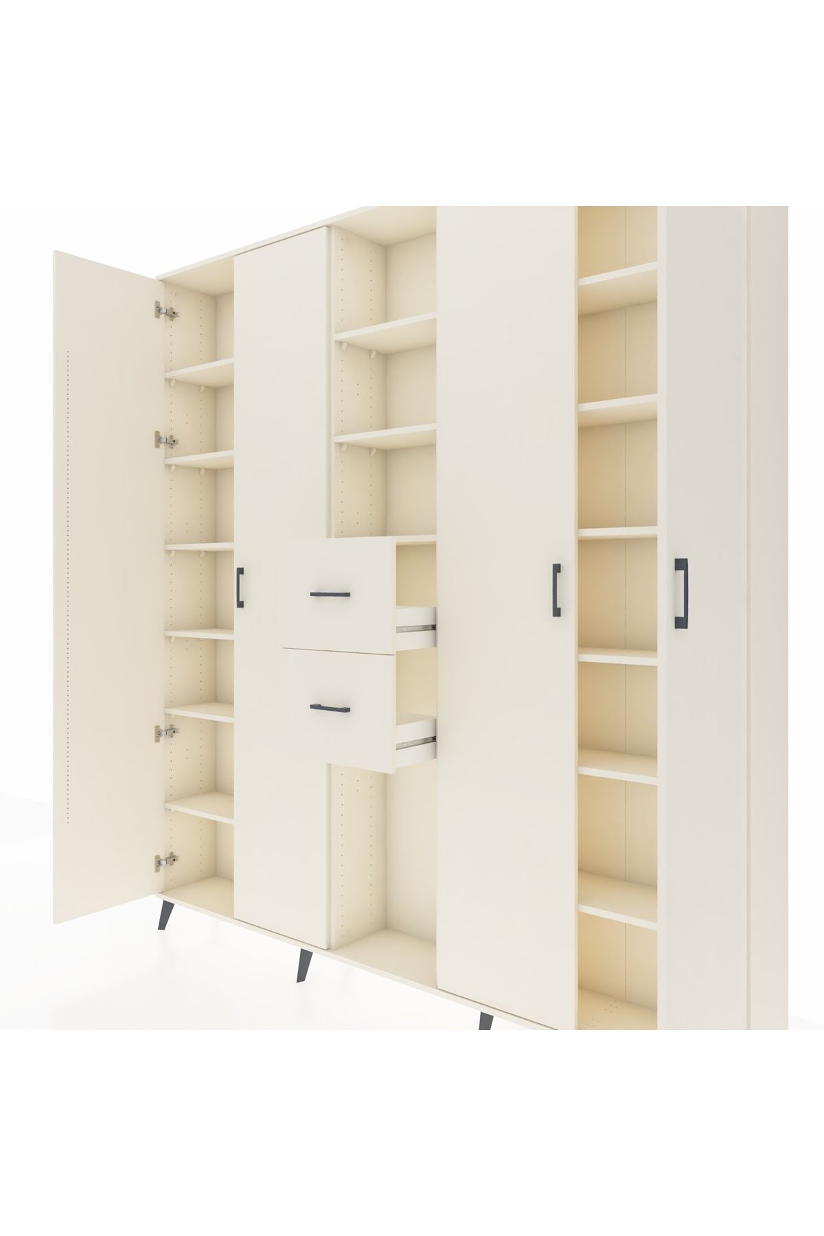 Arges Gardrop 15 Raflı 2 Çekmeceli 4 Kapaklı 220x30x243 Aytaşı-Aytaşı