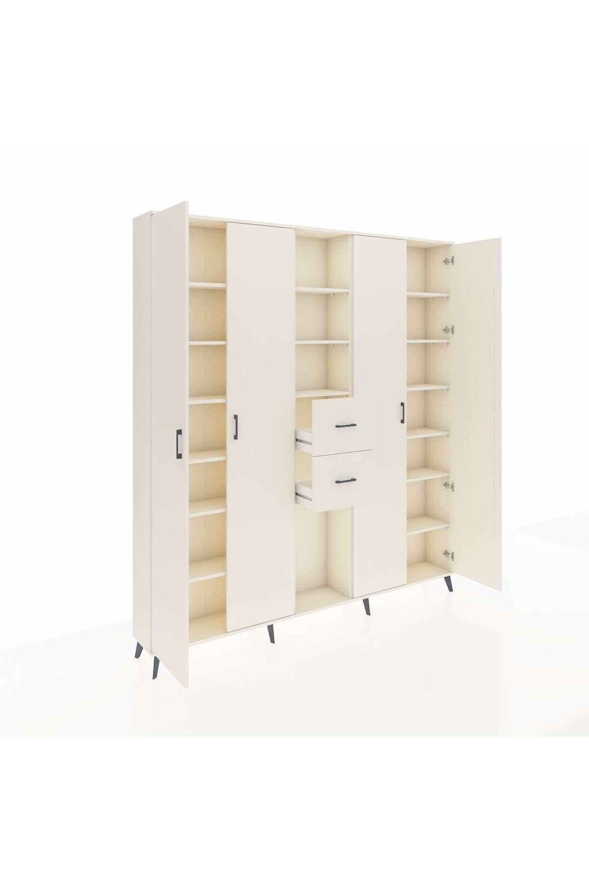 Arges Gardrop 15 Raflı 2 Çekmeceli 4 Kapaklı 220x30x243 Aytaşı-Aytaşı