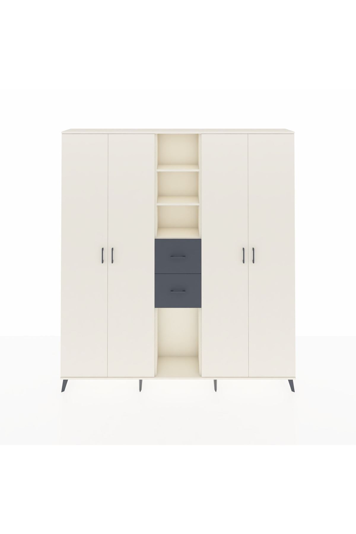 Arges Dolap 15 Raflı 2 Çekmeceli 4 Kapaklı 220x30x243 Aytaşı-Aytaşı/Antrasit