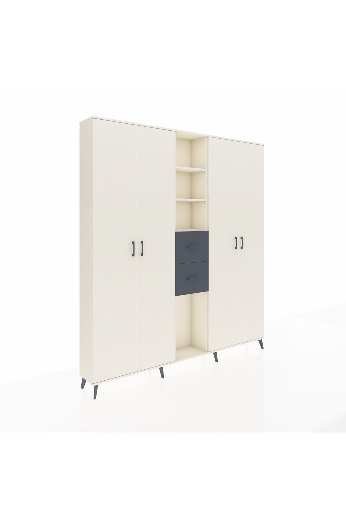 Arges Dolap 15 Raflı 2 Çekmeceli 4 Kapaklı 220x30x243 Aytaşı-Aytaşı/Antrasit