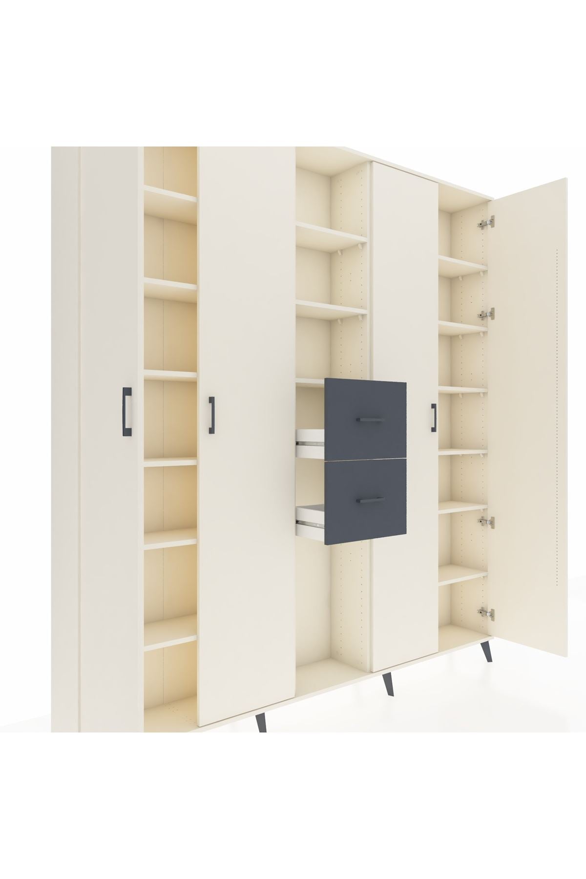 Arges Dolap 15 Raflı 2 Çekmeceli 4 Kapaklı 220x30x243 Aytaşı-Aytaşı/Antrasit