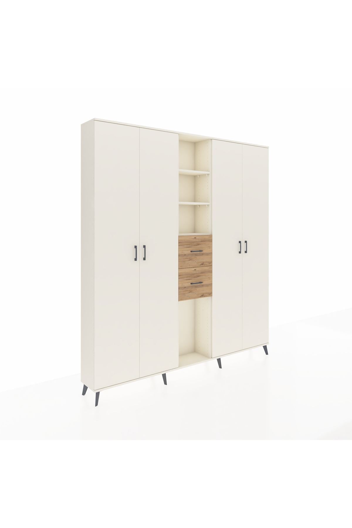 Arges Dolap 15 Raflı 2 Çekmeceli 4 Kapaklı 220x30x243 Aytaşı-Aytaşı/Çam