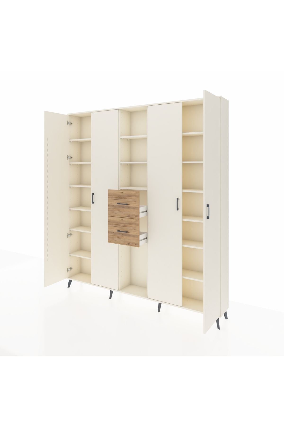 Arges Dolap 15 Raflı 2 Çekmeceli 4 Kapaklı 220x30x243 Aytaşı-Aytaşı/Çam