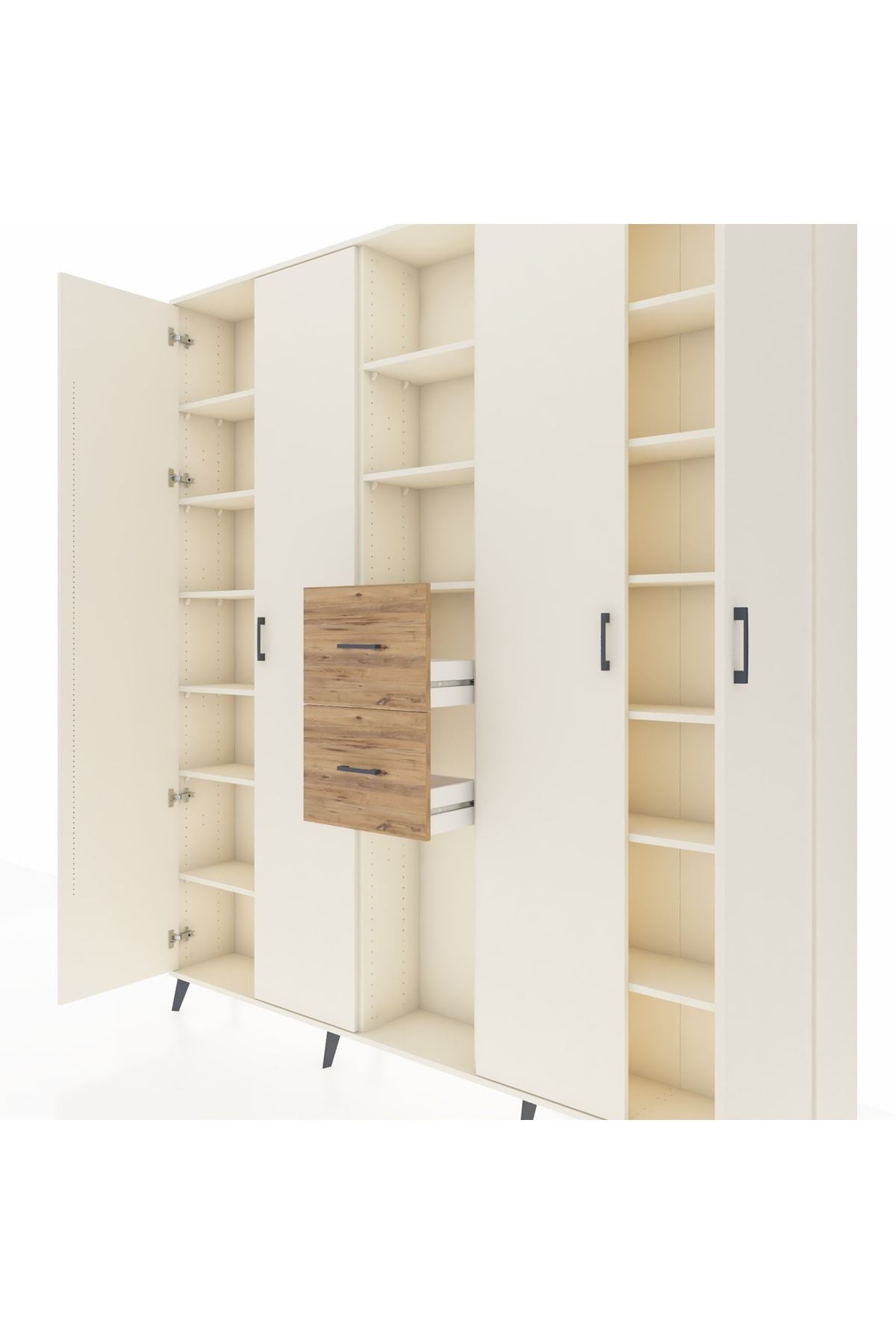 Arges Dolap 15 Raflı 2 Çekmeceli 4 Kapaklı 220x30x243 Aytaşı-Aytaşı/Çam