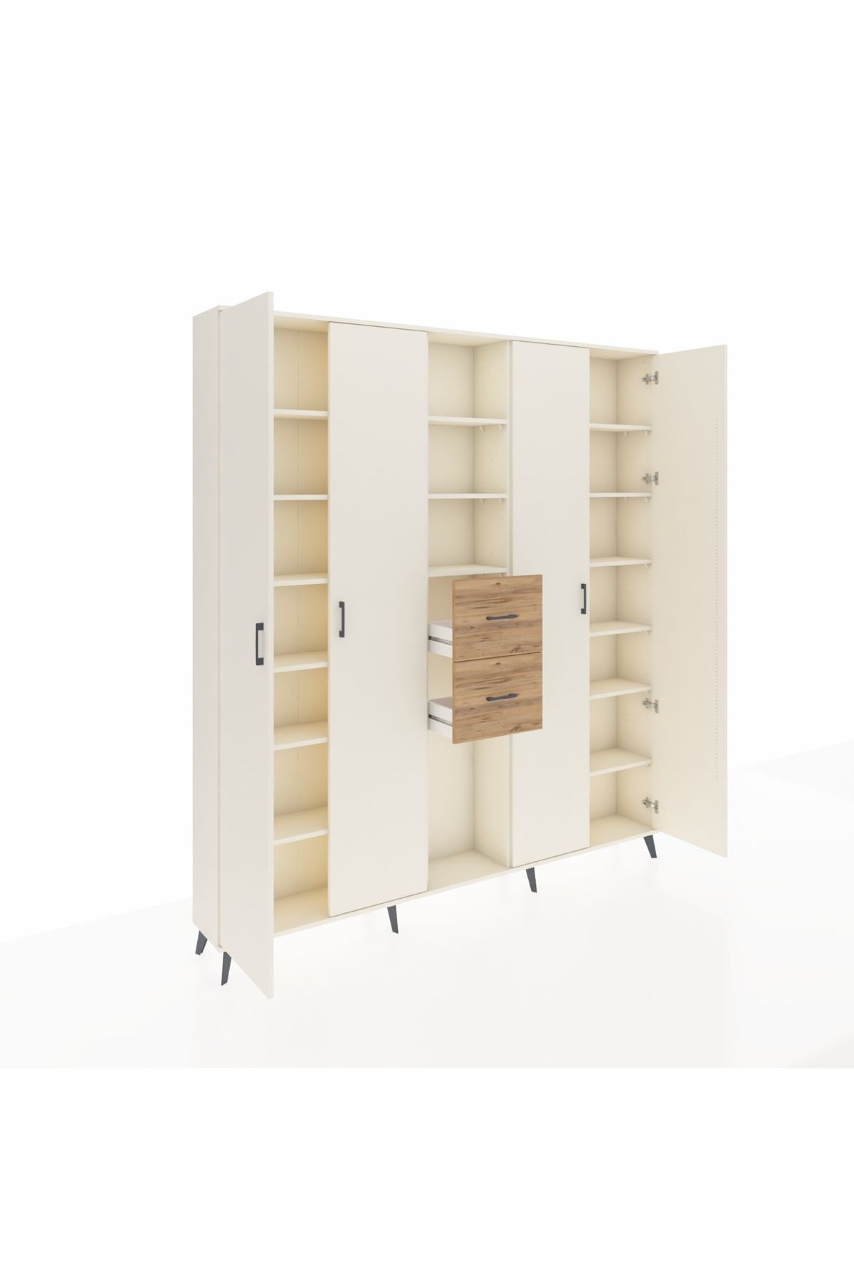 Arges Dolap 15 Raflı 2 Çekmeceli 4 Kapaklı 220x30x243 Aytaşı-Aytaşı/Çam