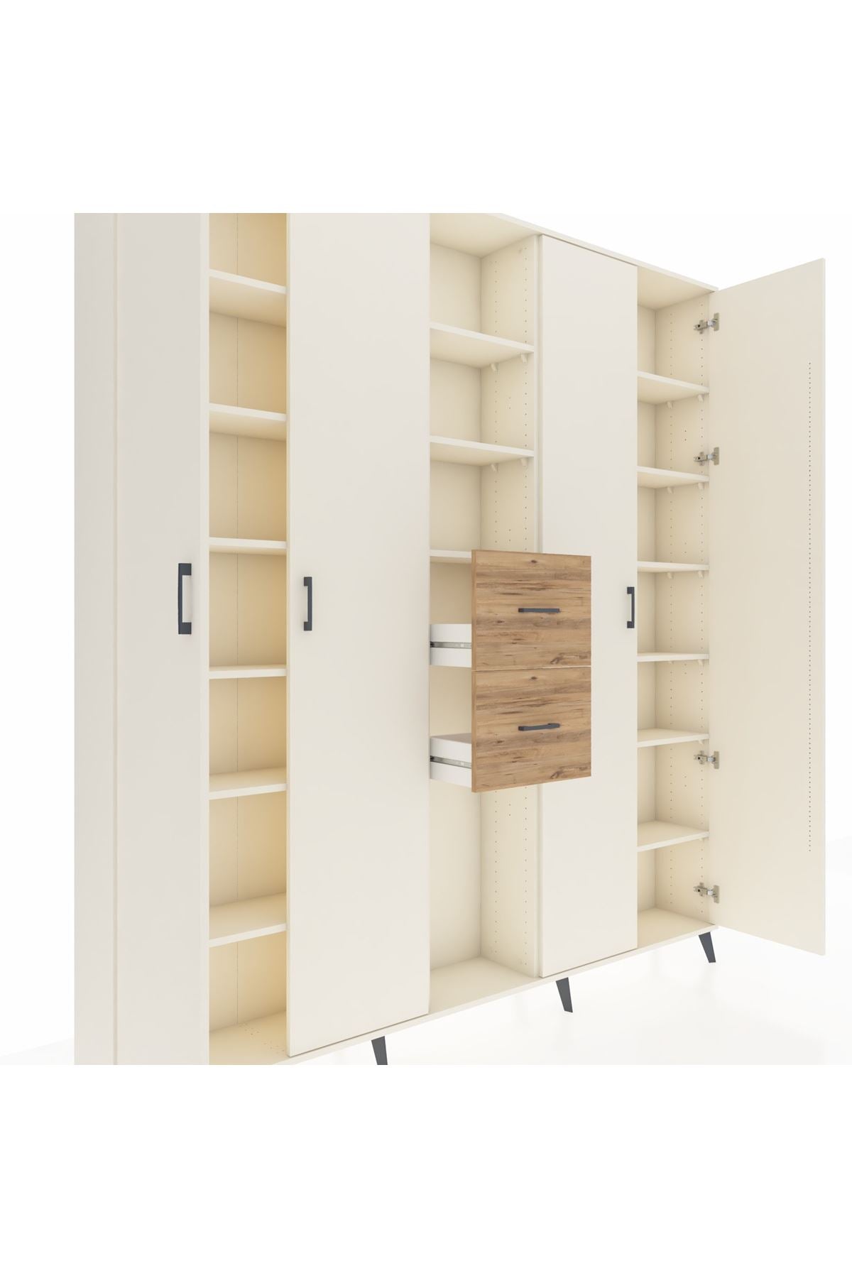 Arges Dolap 15 Raflı 2 Çekmeceli 4 Kapaklı 220x30x243 Aytaşı-Aytaşı/Çam