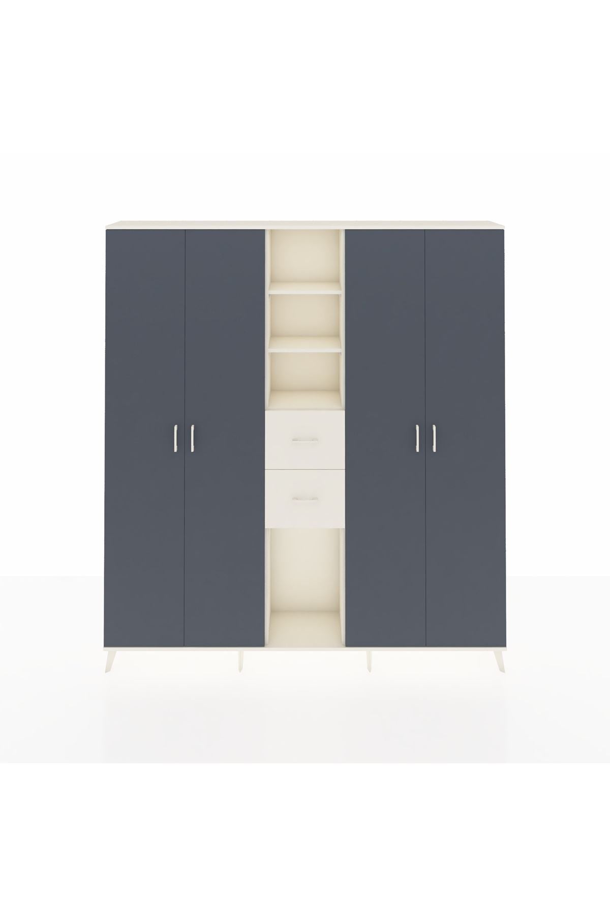 Arges Dolap 15 Raflı 2 Çekmeceli 4 Kapaklı 220x30x243 Aytaşı-Antrasit/Aytaşı