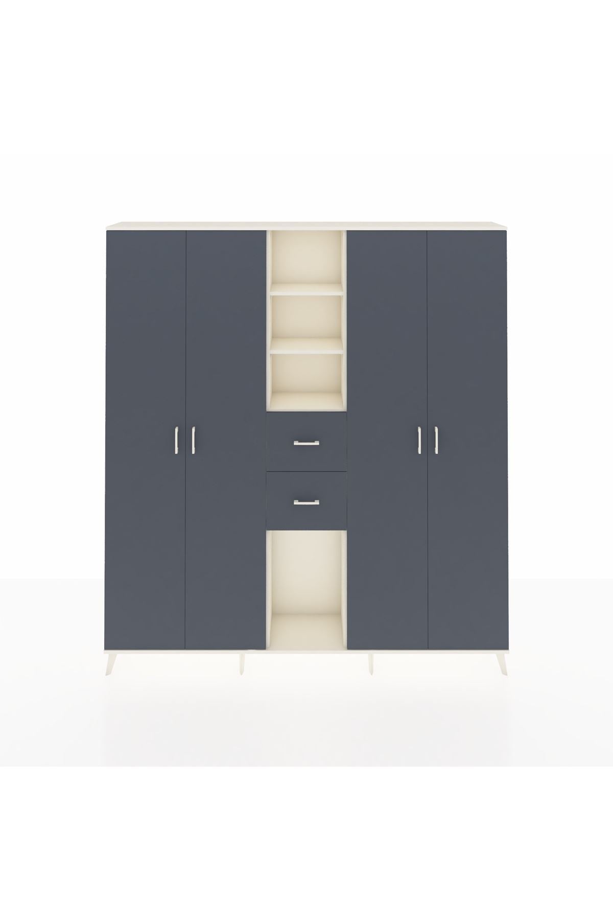 Arges Gardrop 15 Raflı 2 Çekmeceli 4 Kapaklı 220x30x243 Aytaşı-Antrasit