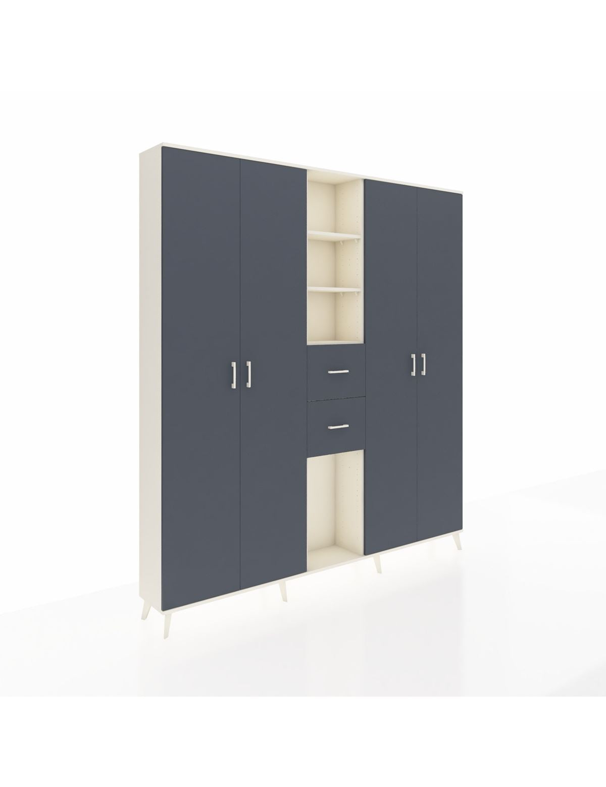 Arges Gardrop 15 Raflı 2 Çekmeceli 4 Kapaklı 220x30x243 Aytaşı-Antrasit