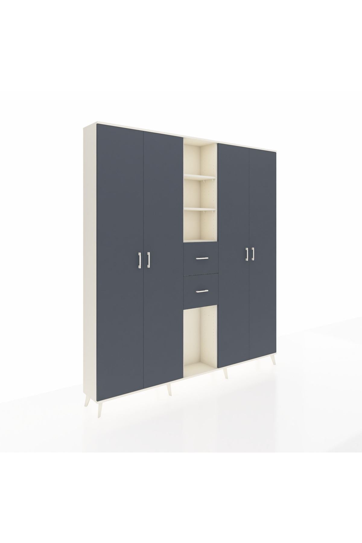 Arges Gardrop 15 Raflı 2 Çekmeceli 4 Kapaklı 220x30x243 Aytaşı-Antrasit