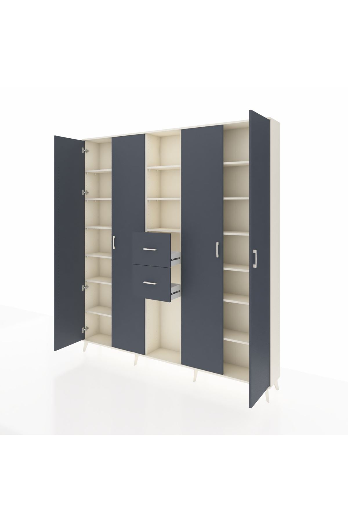 Arges Gardrop 15 Raflı 2 Çekmeceli 4 Kapaklı 220x30x243 Aytaşı-Antrasit