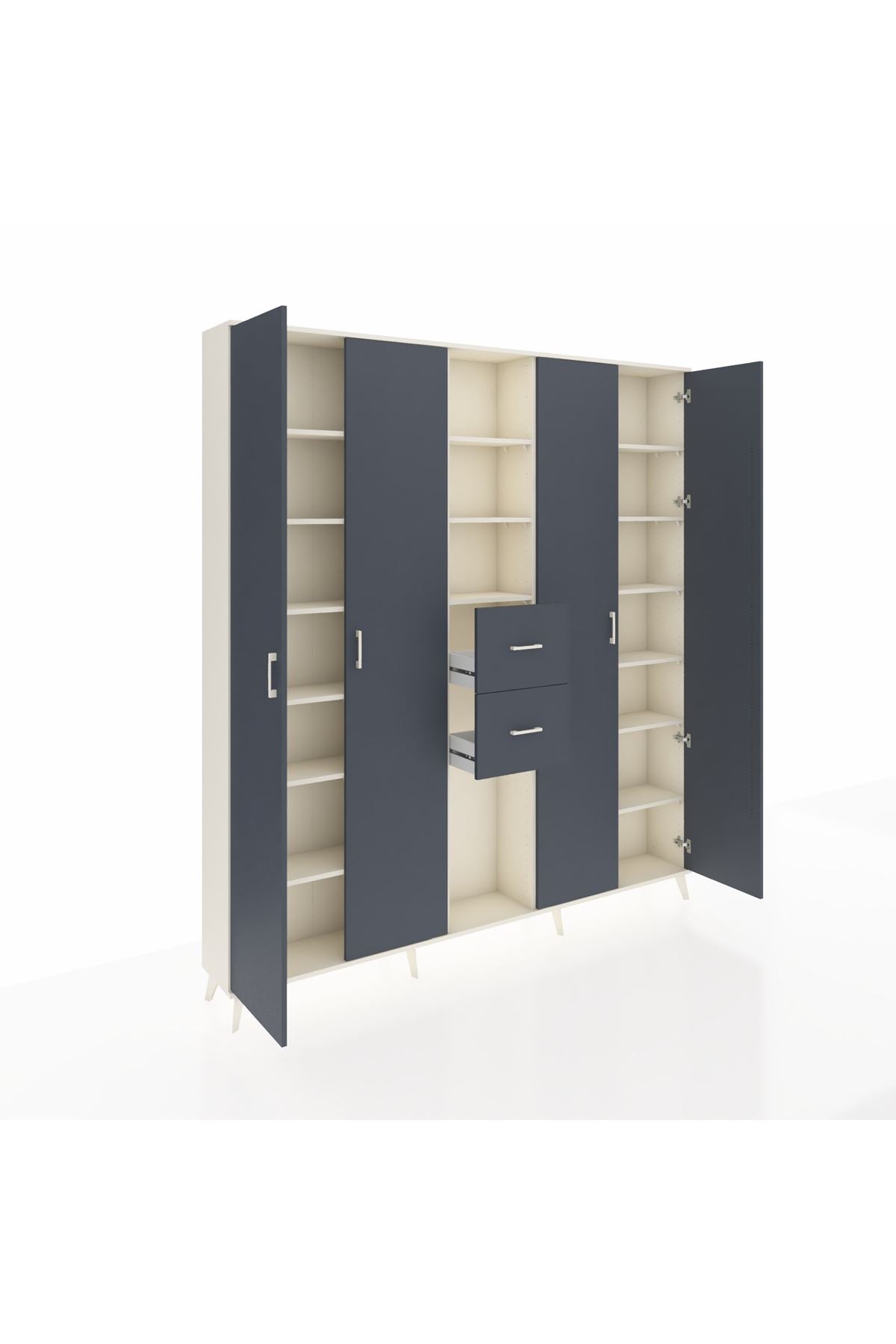 Arges Gardrop 15 Raflı 2 Çekmeceli 4 Kapaklı 220x30x243 Aytaşı-Antrasit