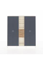 Arges Dolap 15 Raflı 2 Çekmeceli 4 Kapaklı 220x30x243 Aytaşı-Antrasit/Çam