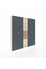 Arges Dolap 15 Raflı 2 Çekmeceli 4 Kapaklı 220x30x243 Aytaşı-Antrasit/Çam