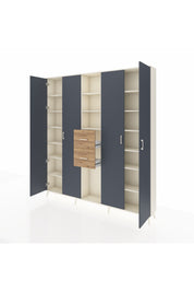 Arges Dolap 15 Raflı 2 Çekmeceli 4 Kapaklı 220x30x243 Aytaşı-Antrasit/Çam