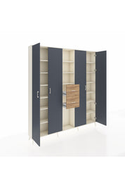 Arges Dolap 15 Raflı 2 Çekmeceli 4 Kapaklı 220x30x243 Aytaşı-Antrasit/Çam