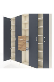 Arges Dolap 15 Raflı 2 Çekmeceli 4 Kapaklı 220x30x243 Aytaşı-Antrasit/Çam