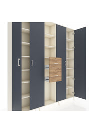 Arges Dolap 15 Raflı 2 Çekmeceli 4 Kapaklı 220x30x243 Aytaşı-Antrasit/Çam