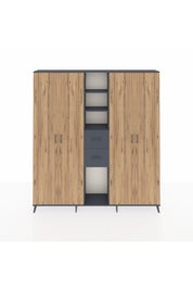 Arges Dolap 15 Raflı 2 Çekmeceli 4 Kapaklı 220x30x243 Antrasit-Çam/Antrasit