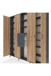 Arges Dolap 15 Raflı 2 Çekmeceli 4 Kapaklı 220x30x243 Antrasit-Çam/Antrasit