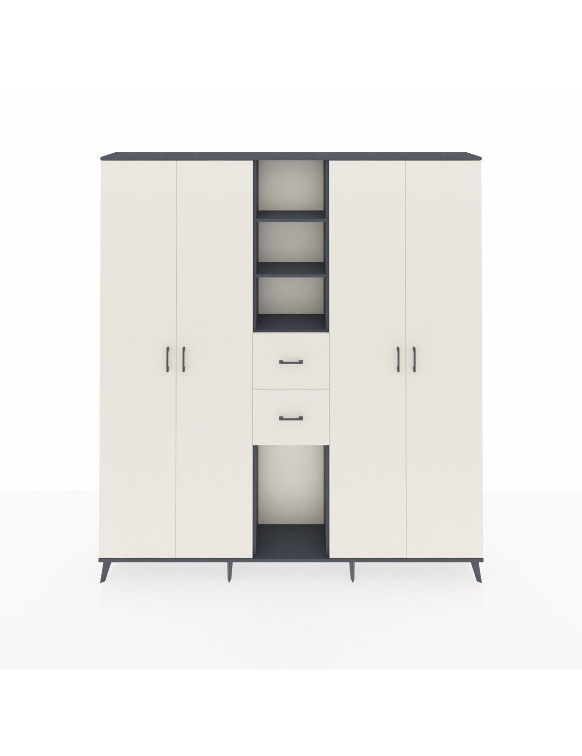 Arges Gardrop 15 Raflı 2 Çekmeceli 4 Kapaklı 220x30x243 Antrasit-Aytaşı