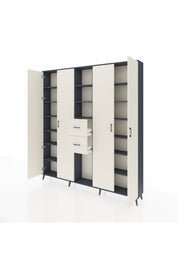 Arges Gardrop 15 Raflı 2 Çekmeceli 4 Kapaklı 220x30x243 Antrasit-Aytaşı