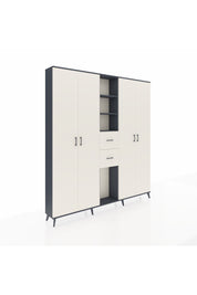 Arges Gardrop 15 Raflı 2 Çekmeceli 4 Kapaklı 220x30x243 Antrasit-Aytaşı