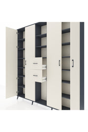 Arges Gardrop 15 Raflı 2 Çekmeceli 4 Kapaklı 220x30x243 Antrasit-Aytaşı