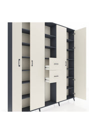 Arges Gardrop 15 Raflı 2 Çekmeceli 4 Kapaklı 220x30x243 Antrasit-Aytaşı