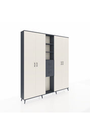 Arges Dolap 15 Raflı 2 Çekmeceli 4 Kapaklı 220x30x243 Antrasit-Aytaşı/Antrasit