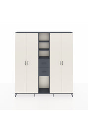 Arges Dolap 15 Raflı 2 Çekmeceli 4 Kapaklı 220x30x243 Antrasit-Aytaşı/Antrasit