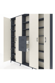 Arges Dolap 15 Raflı 2 Çekmeceli 4 Kapaklı 220x30x243 Antrasit-Aytaşı/Antrasit