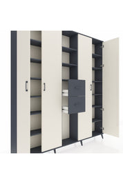 Arges Dolap 15 Raflı 2 Çekmeceli 4 Kapaklı 220x30x243 Antrasit-Aytaşı/Antrasit