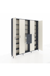 Arges Dolap 15 Raflı 2 Çekmeceli 4 Kapaklı 220x30x243 Antrasit-Aytaşı/Antrasit